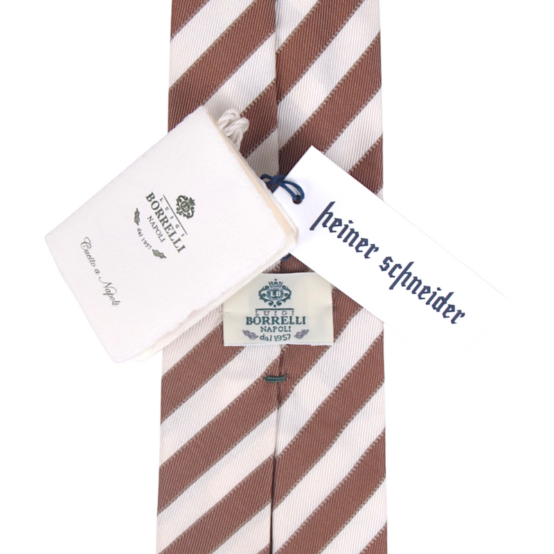 Luigi Borrelli brown and white striped tie