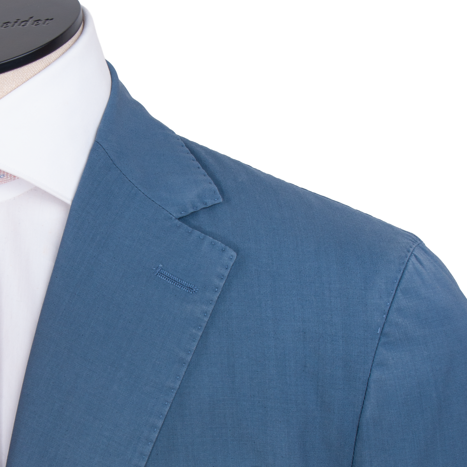 Santaniello linen suit in steel blue