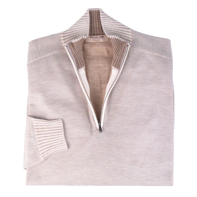 Fioroni Duvet cashmere pullover with zip Model Troyer