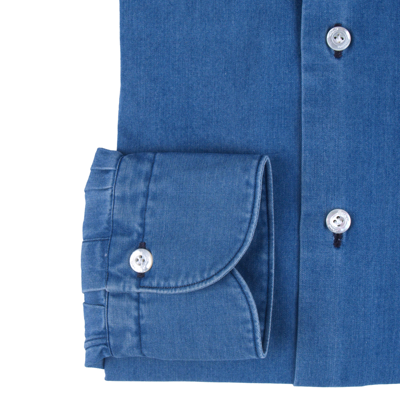 Finamore 1925 denim shirt slim fit Milano Zante collar