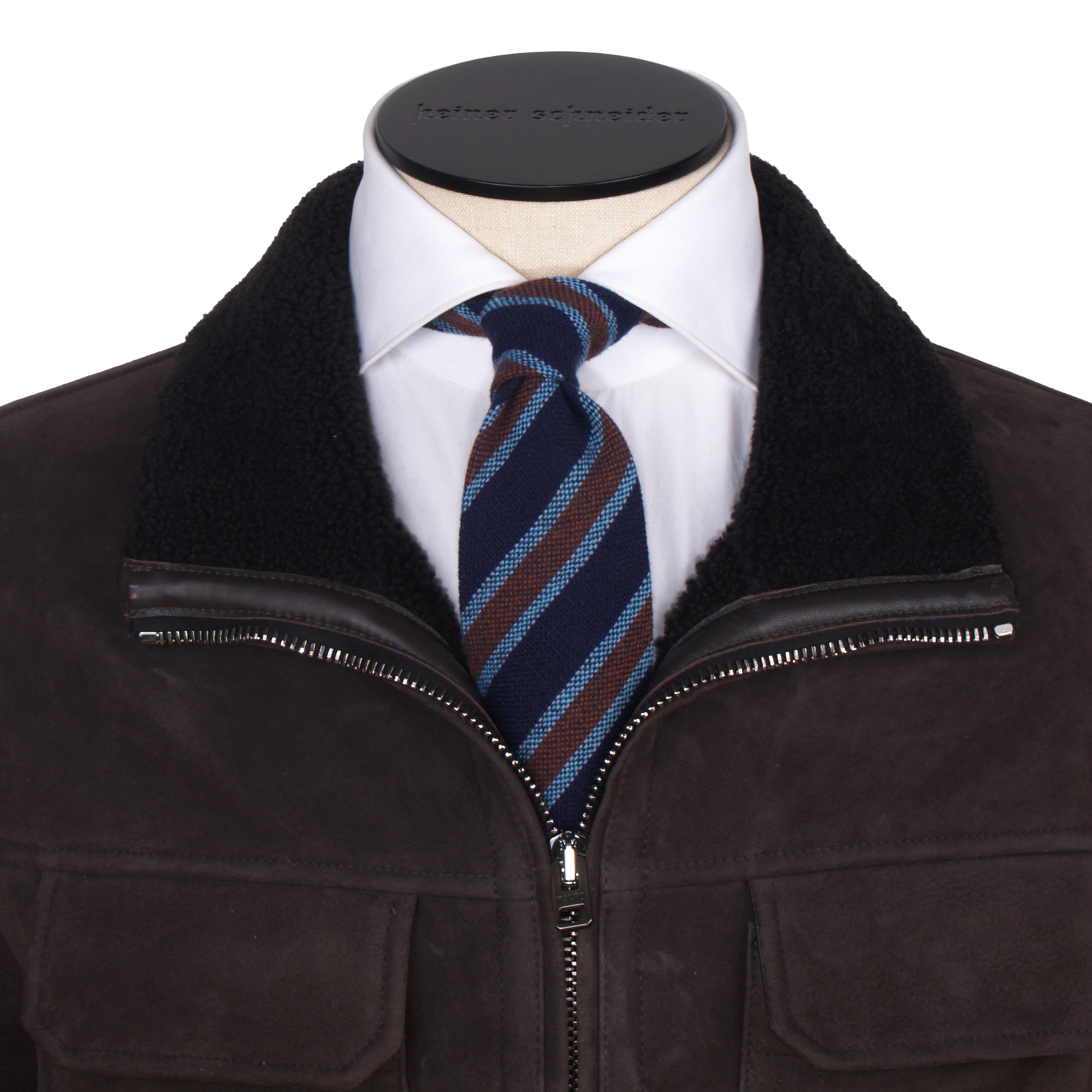 Manto Shearling Lederjacke in Grau