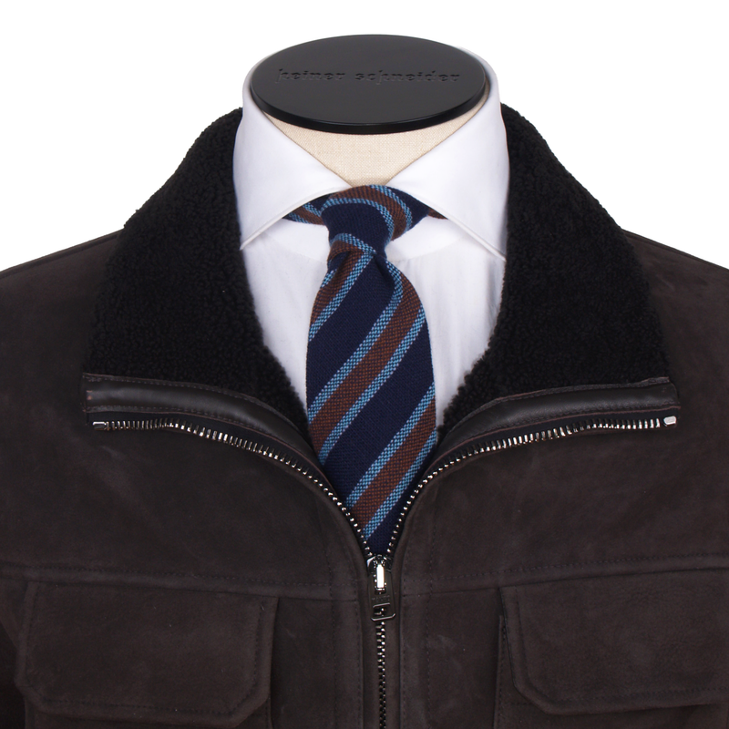 Manto Shearling Lederjacke in Grau