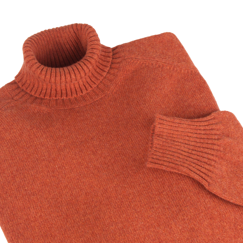 Malo Kaschmir Rollkragenpullover in Rostrote
