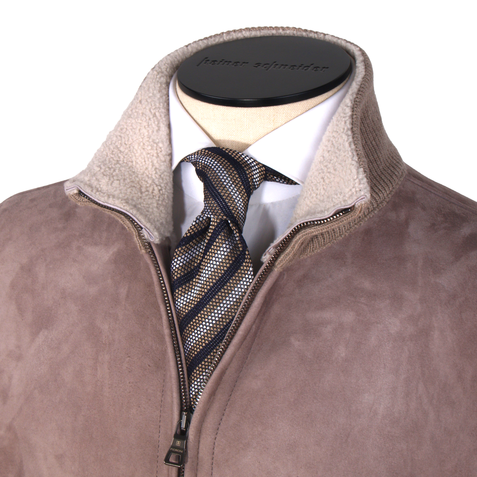 Fioroni Shearling Bomberjacke mit Strickeinsätzen