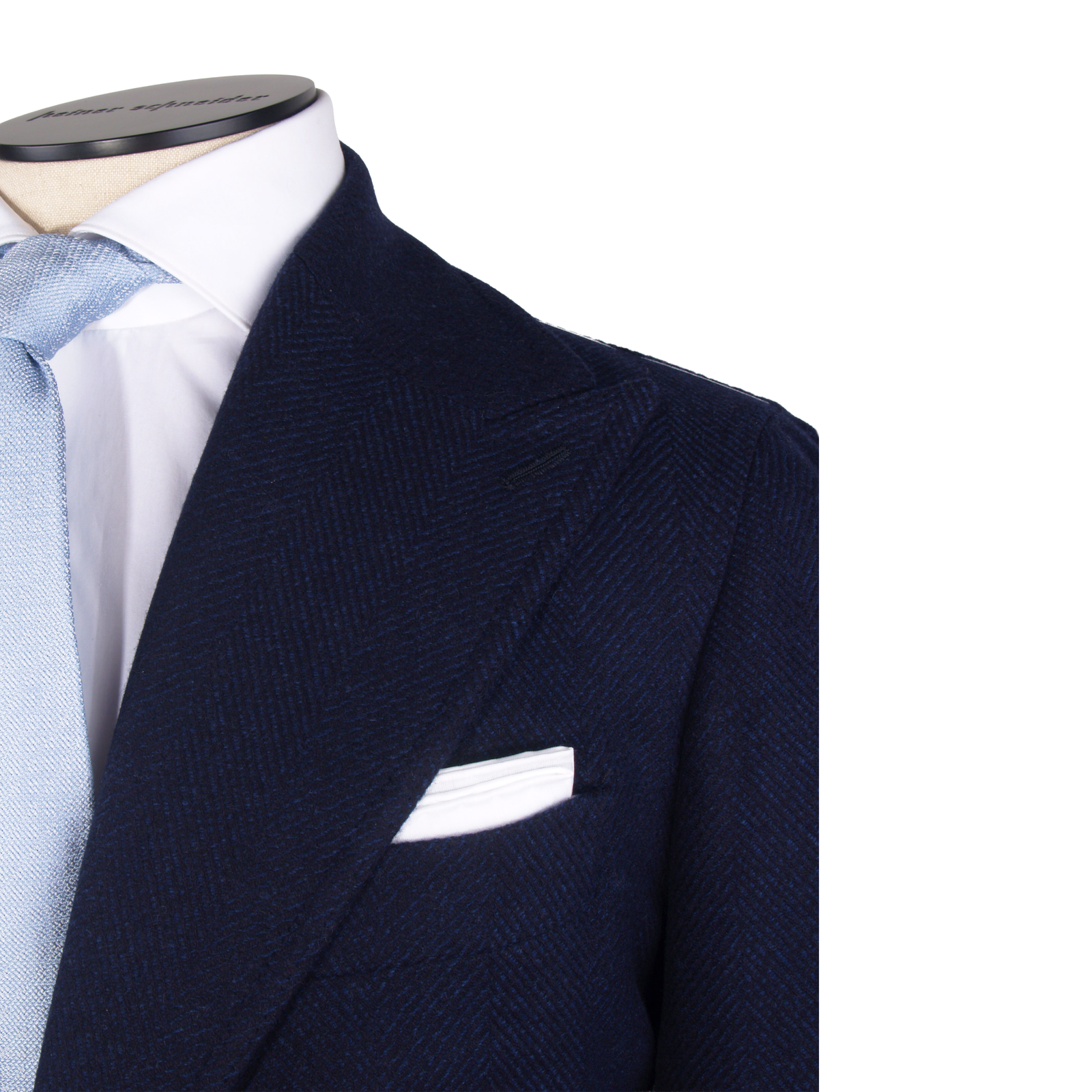 Luigi Melluso virgin wool coat with wide herringbone pattern