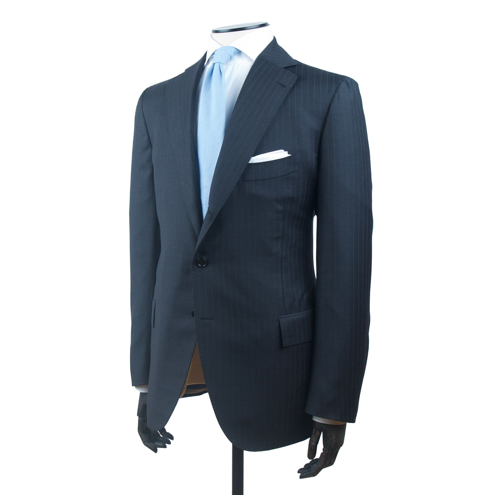 Cesare Attolini Anzug in mittel-grau mit violettem Nadelstreifen