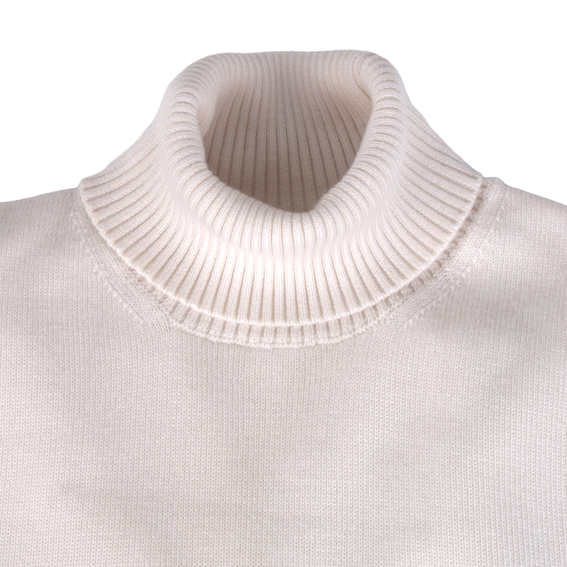 Malo Schurwolle Rollkragenpullover in Cremefarbe