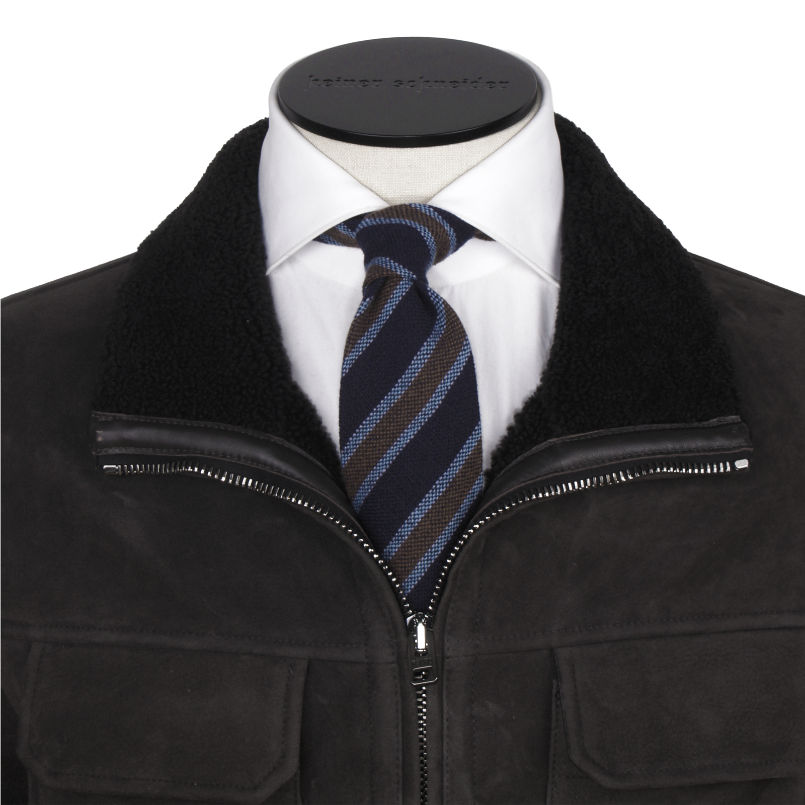 Manto shearling leather jacket in gray-green