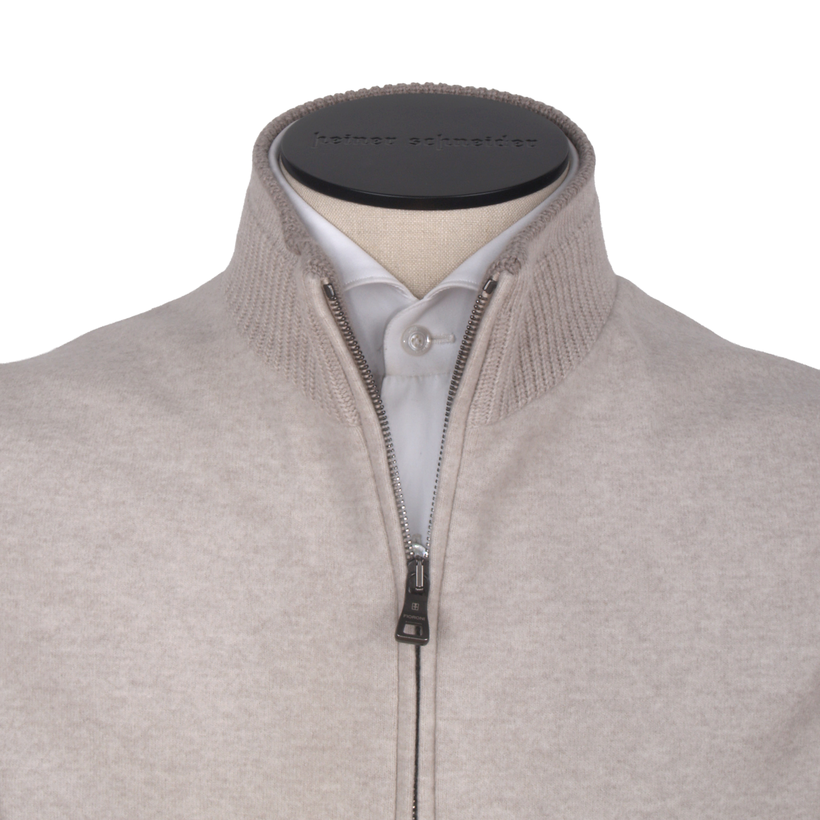 Fioroni Schurwolle Bomberjacke in Beige mit Strickeinsätzen