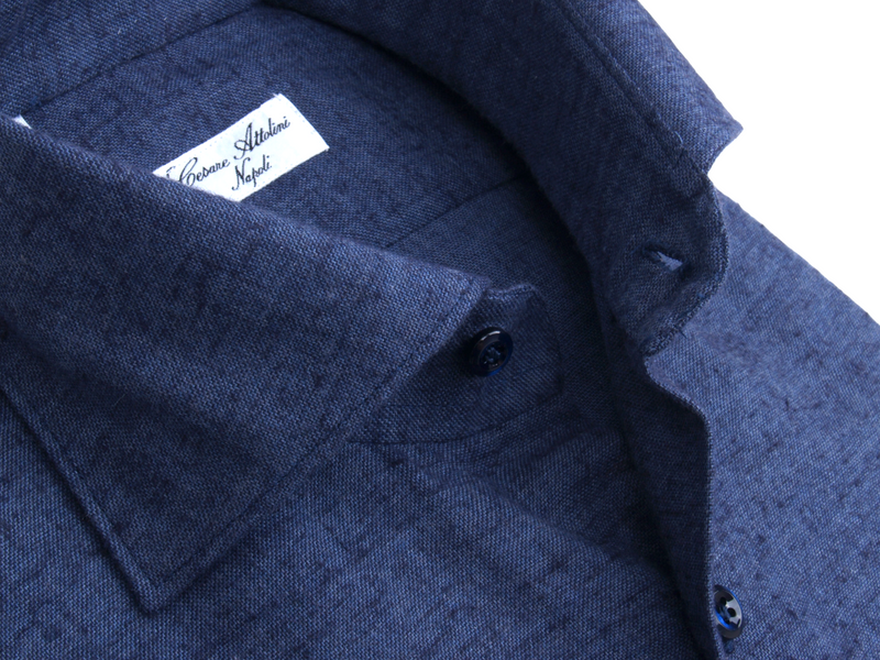 Cesare Attolini dunkelblaues Winter-Jersey Hemd