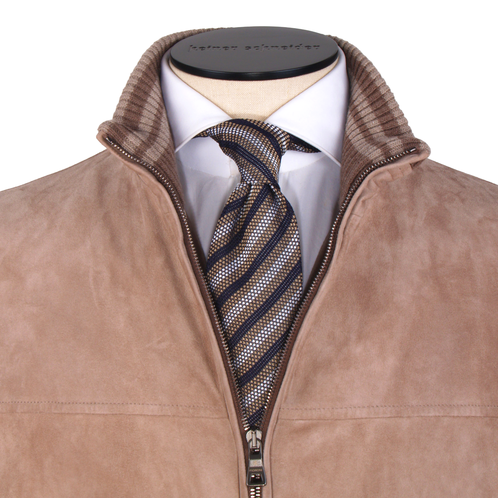 Fioroni Schurwolle Bomberjacke mit Wildleder