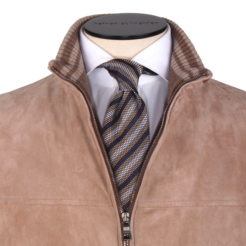 Fioroni Schurwolle Bomberjacke mit Wildleder