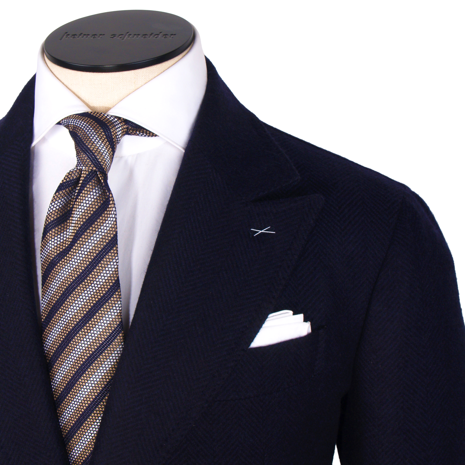 Gaiola Napoli coat dark blue in a wide herringbone pattern
