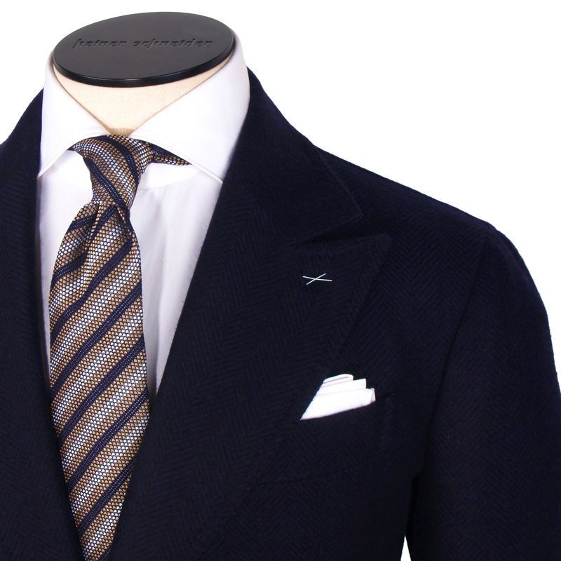 Gaiola Napoli coat dark blue in a wide herringbone pattern