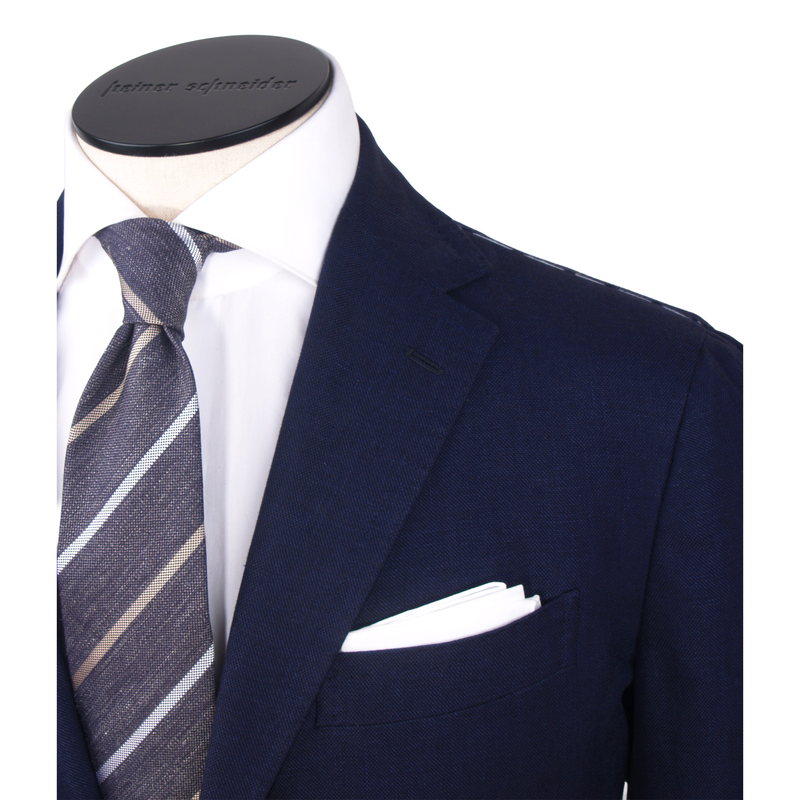 Stile Latino Napoli Baumwolle Leinenanzug Blau