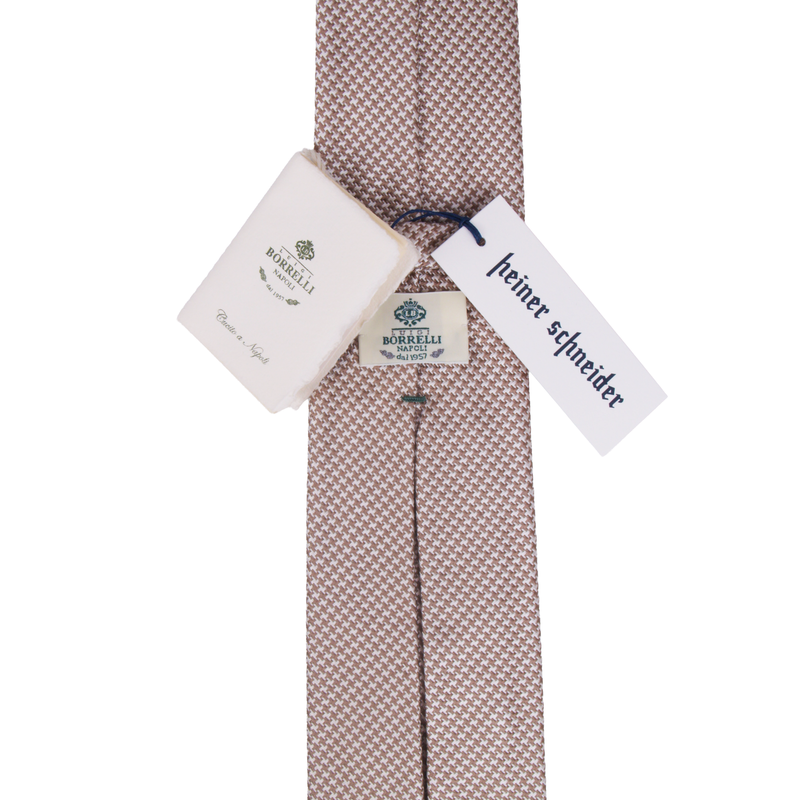 Luigi Borrelli braun beige Krawatte mit mini Pepita-Muster