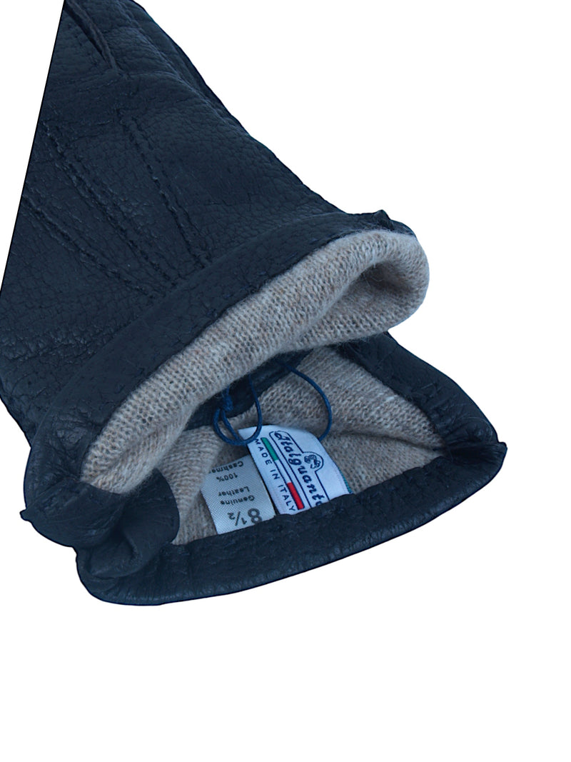 Italguanto Handschuhe aus luxuriösem Peccaryleder Dunkelblau