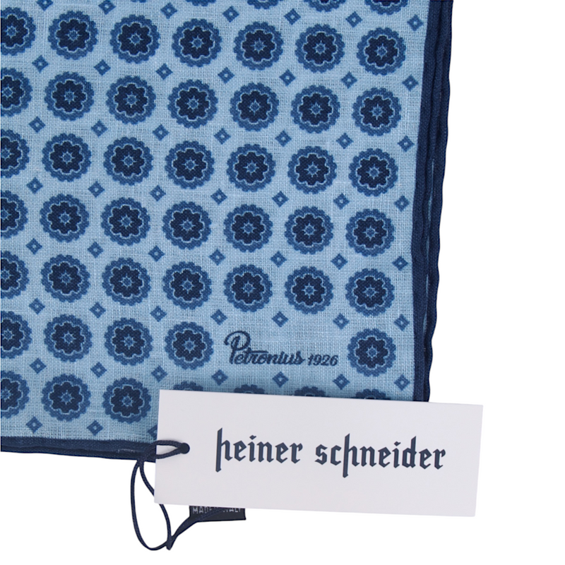 Petronius Einstecktuch Blau mit Medaillon Muster