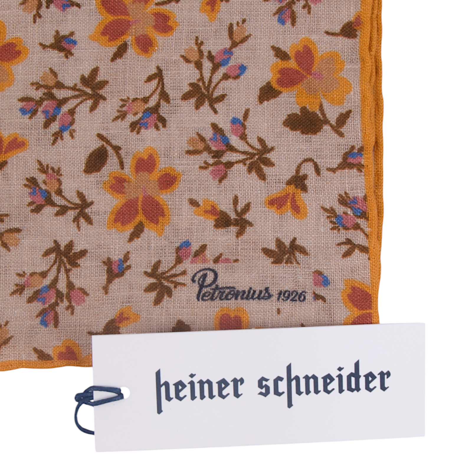 Petronius pocket square beige with floral pattern