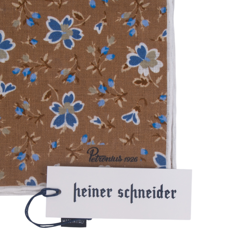 Petronius Einstecktuch khaki mit Blumenmuster