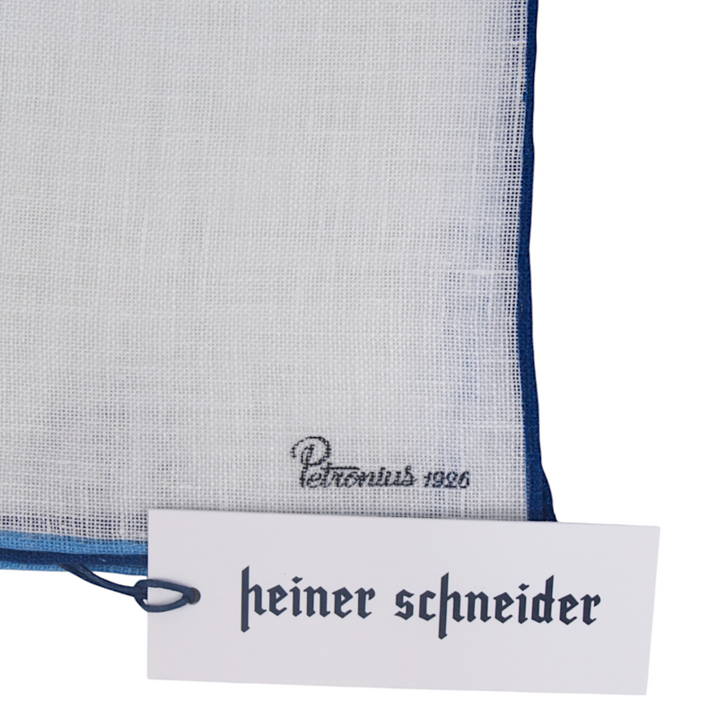 Petronius Einstecktuch Weiß mit blauer Kante