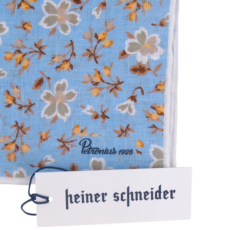 Petronius Einstecktuch blau mit Blumenmuster