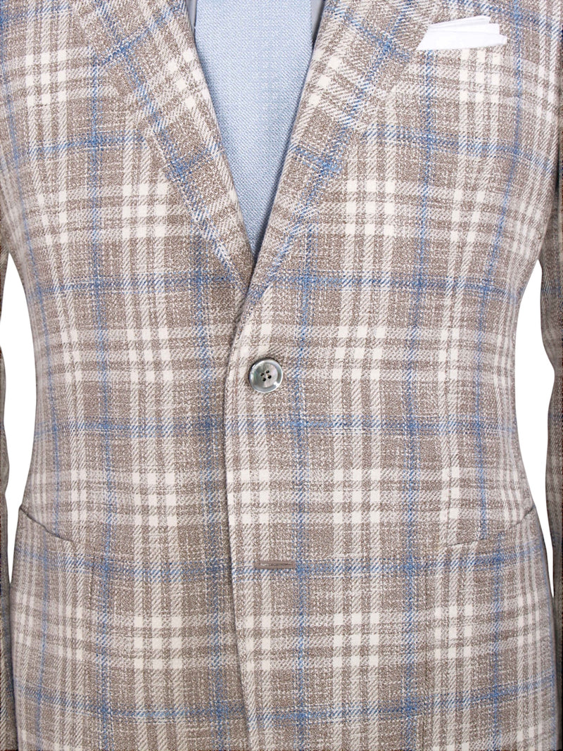 Stile Latino Ferla Beige Grau Blau Sommersakko mit Karomuster