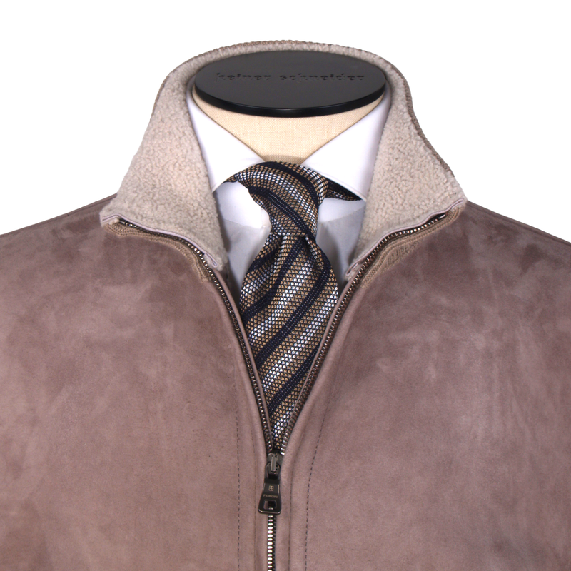 Fioroni Shearling Bomberjacke mit Strickeinsätzen