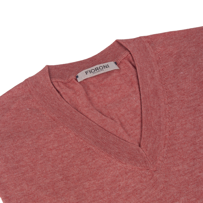 Fioroni kupferrote V-neck Pullover mit langen Ärmel