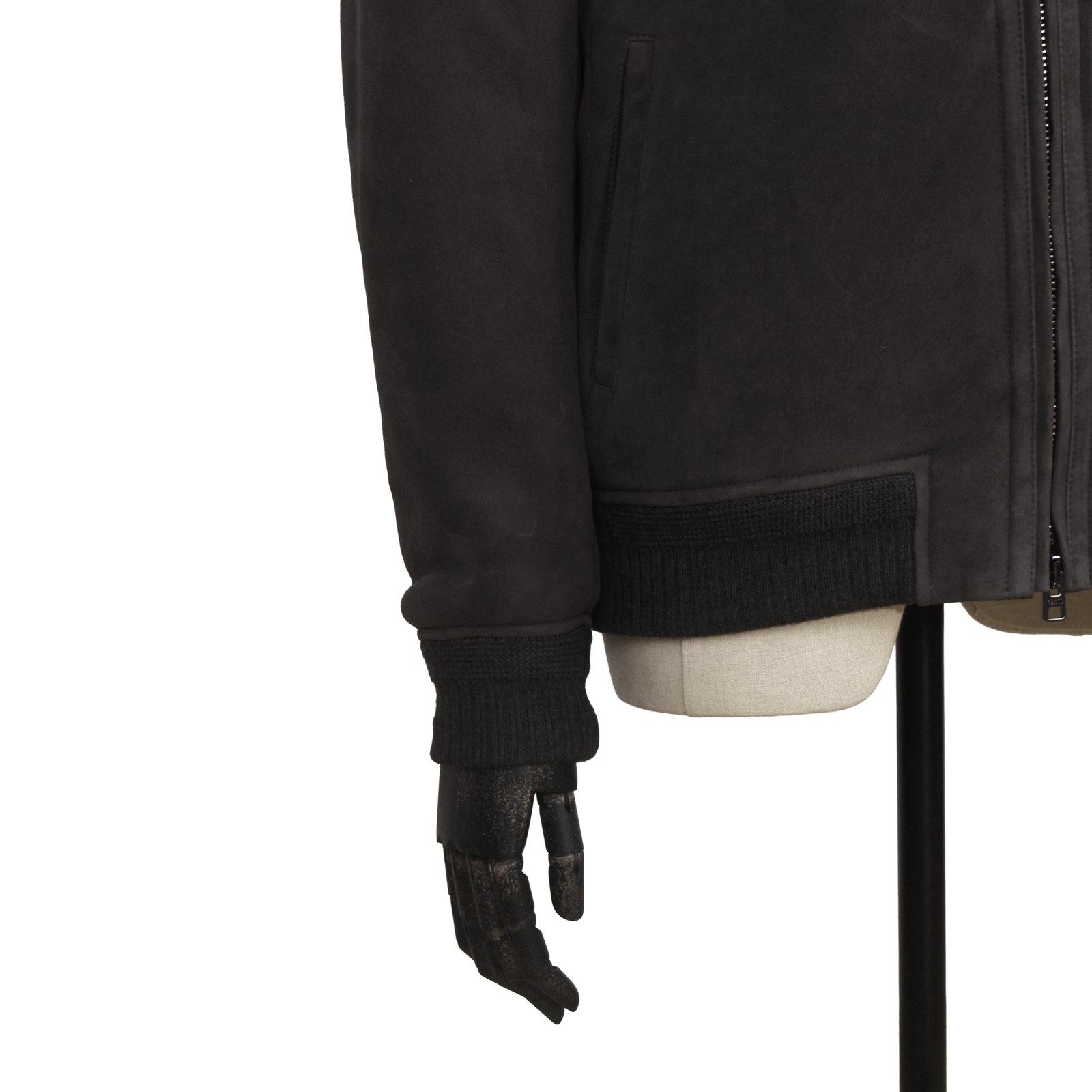 Manto shearling leather jacket in gray-green