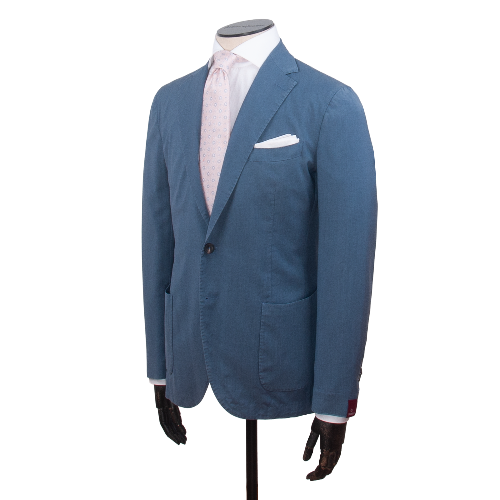 Santaniello linen suit in steel blue
