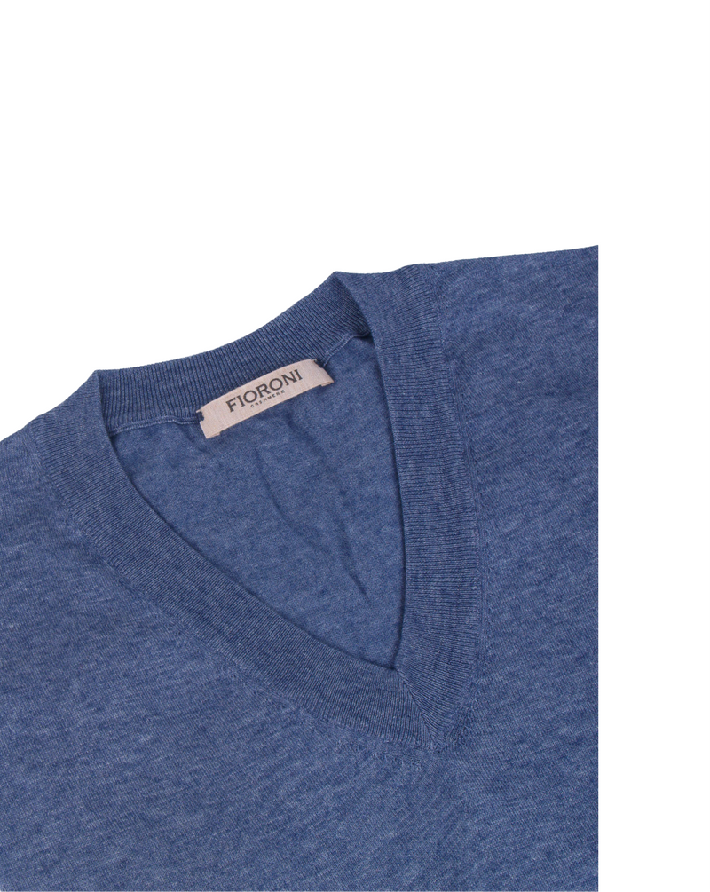 Fioroni blaue V-Neck Pullover mit langen Ärmel