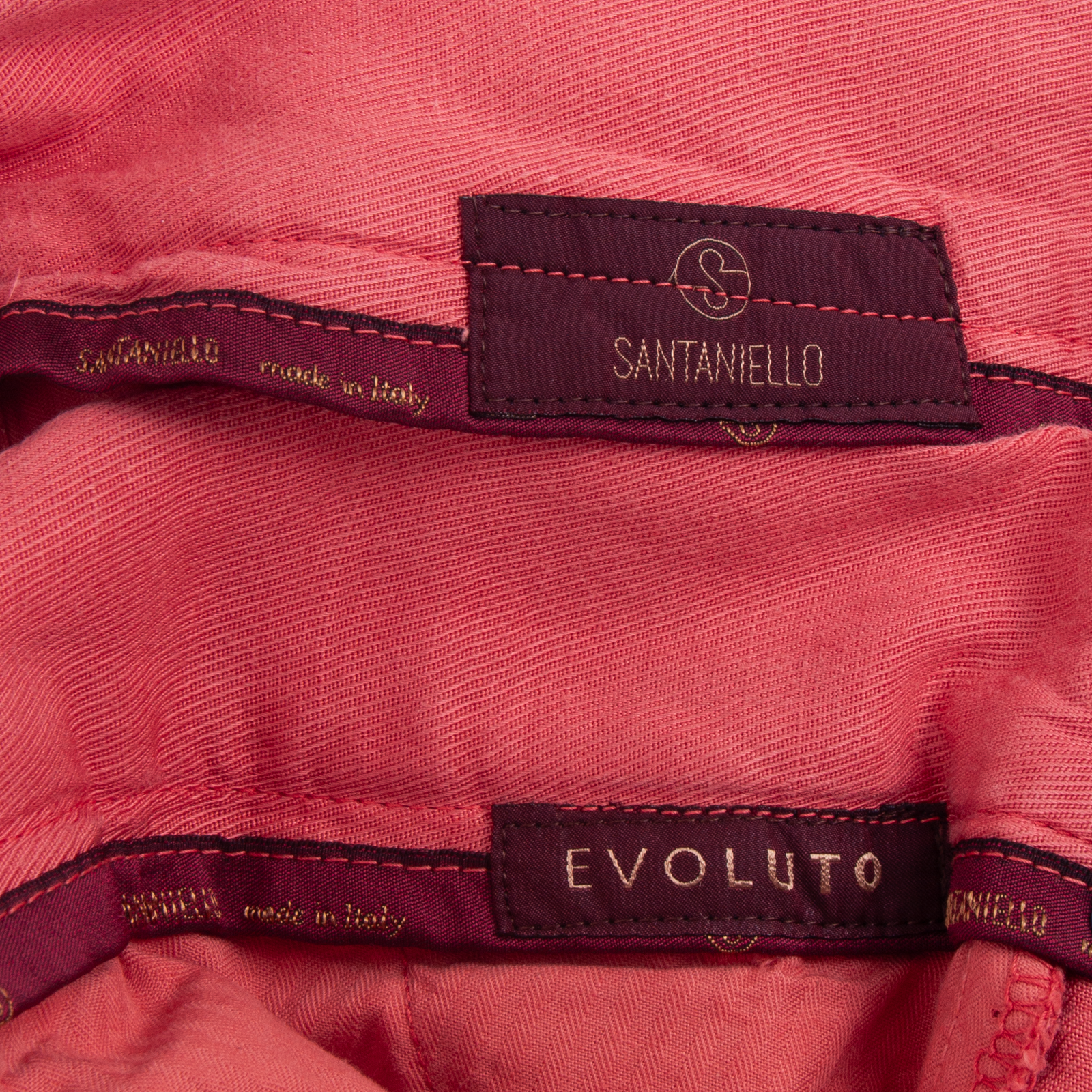 Santaniello Evoluto summer trousers in a vibrant coral shade