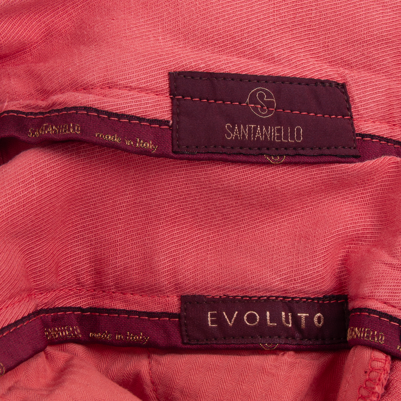 Santaniello Evoluto summer trousers in a vibrant coral shade