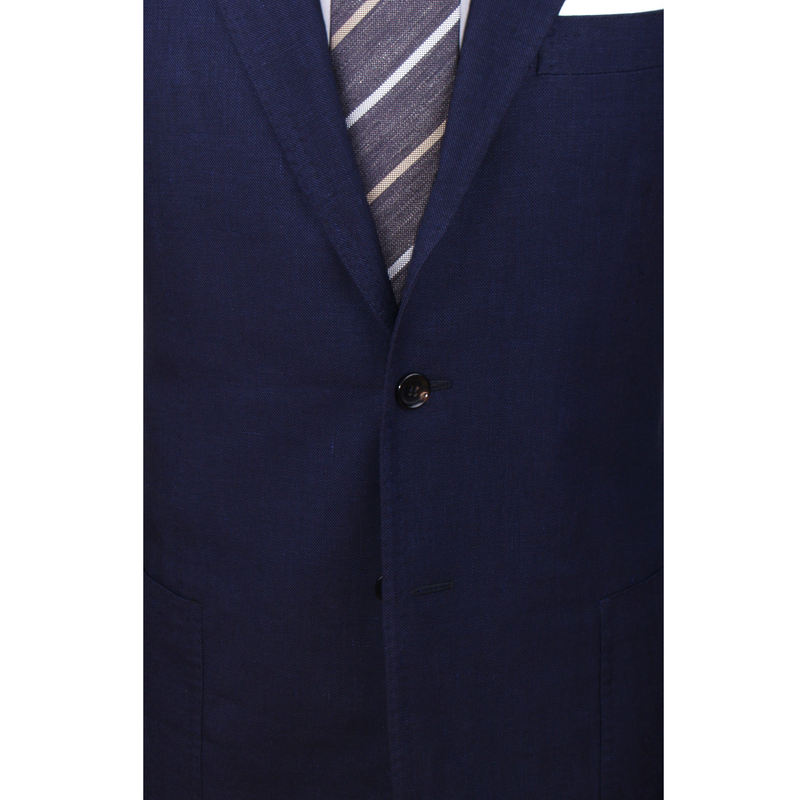 Stile Latino Napoli Baumwolle Leinenanzug Blau