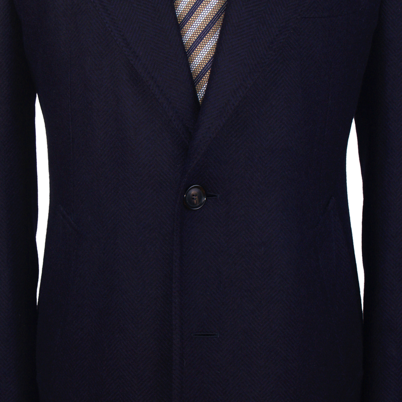 Gaiola Napoli coat dark blue in a wide herringbone pattern