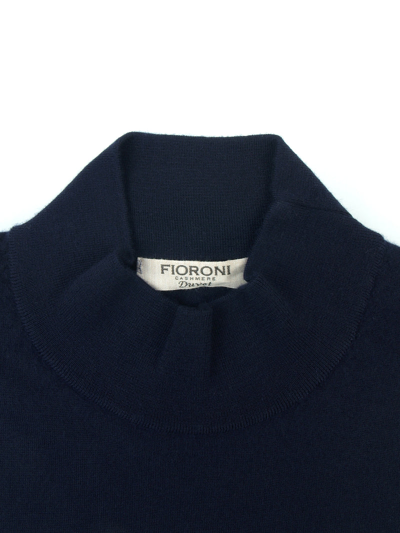 Fioroni navy blauer Duvet Kaschmir Pullover mit Mock Kragen