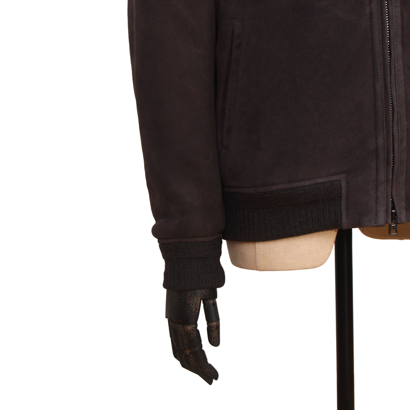Manto Shearling Lederjacke in Grau