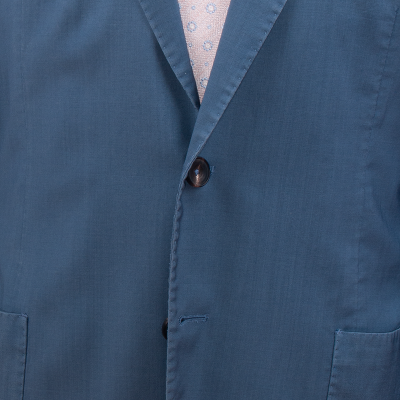 Santaniello linen suit in steel blue