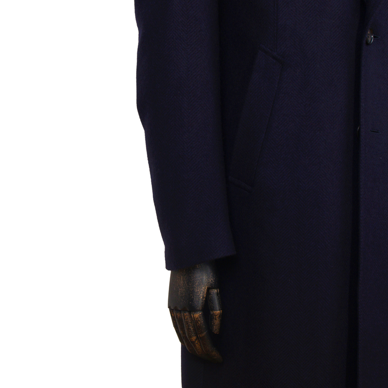 Gaiola Napoli coat dark blue in a wide herringbone pattern