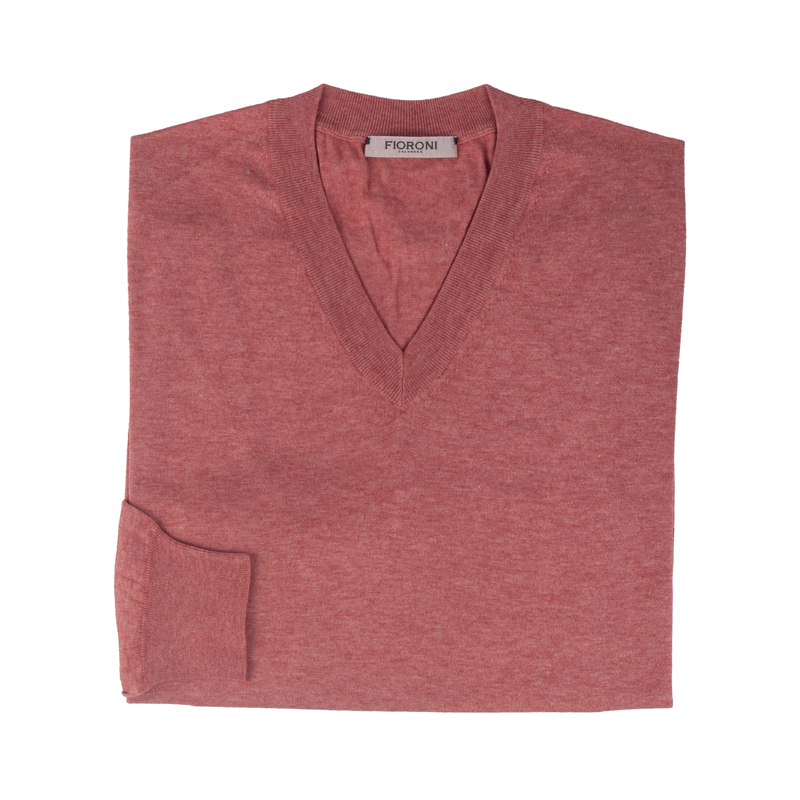 Fioroni kupferrote V-neck Pullover mit langen Ärmel