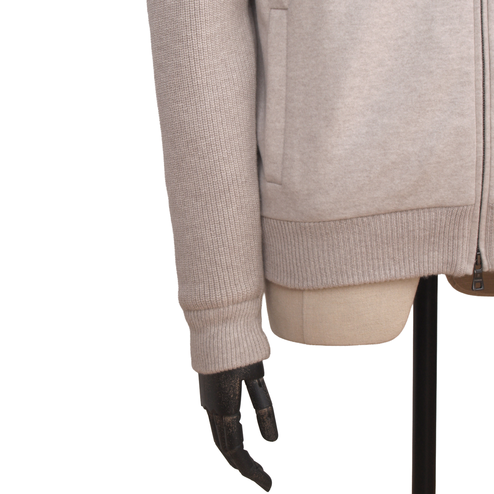 Fioroni Schurwolle Bomberjacke in Beige mit Strickeinsätzen