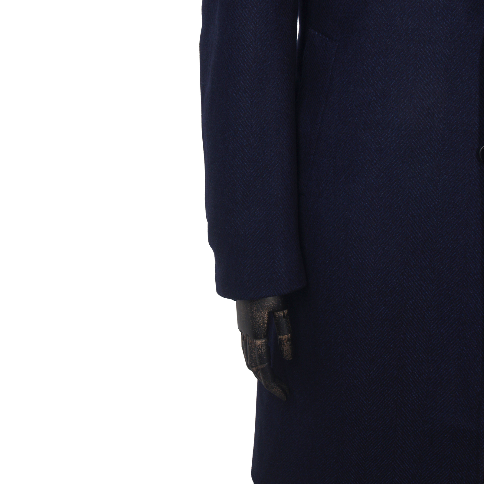 Luigi Melluso virgin wool coat with wide herringbone pattern