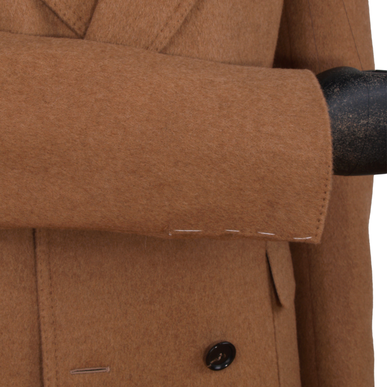 Gaiola Napoli double-breasted coat in natural brown made from camel hair