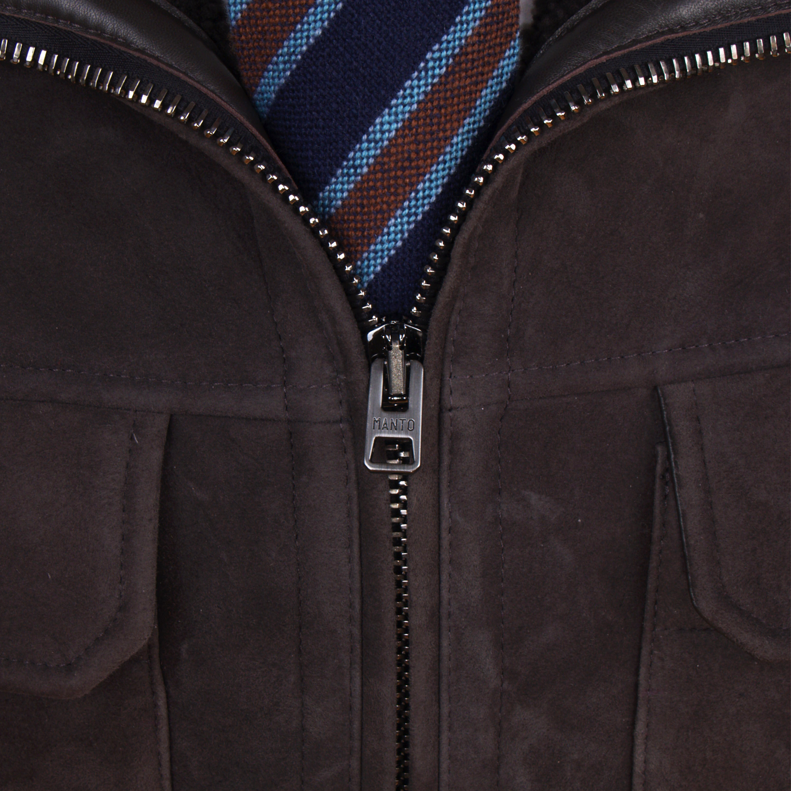 Manto Shearling Lederjacke in Grau