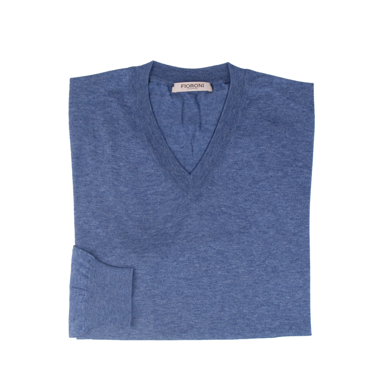 Fioroni blaue V-Neck Pullover mit langen Ärmel
