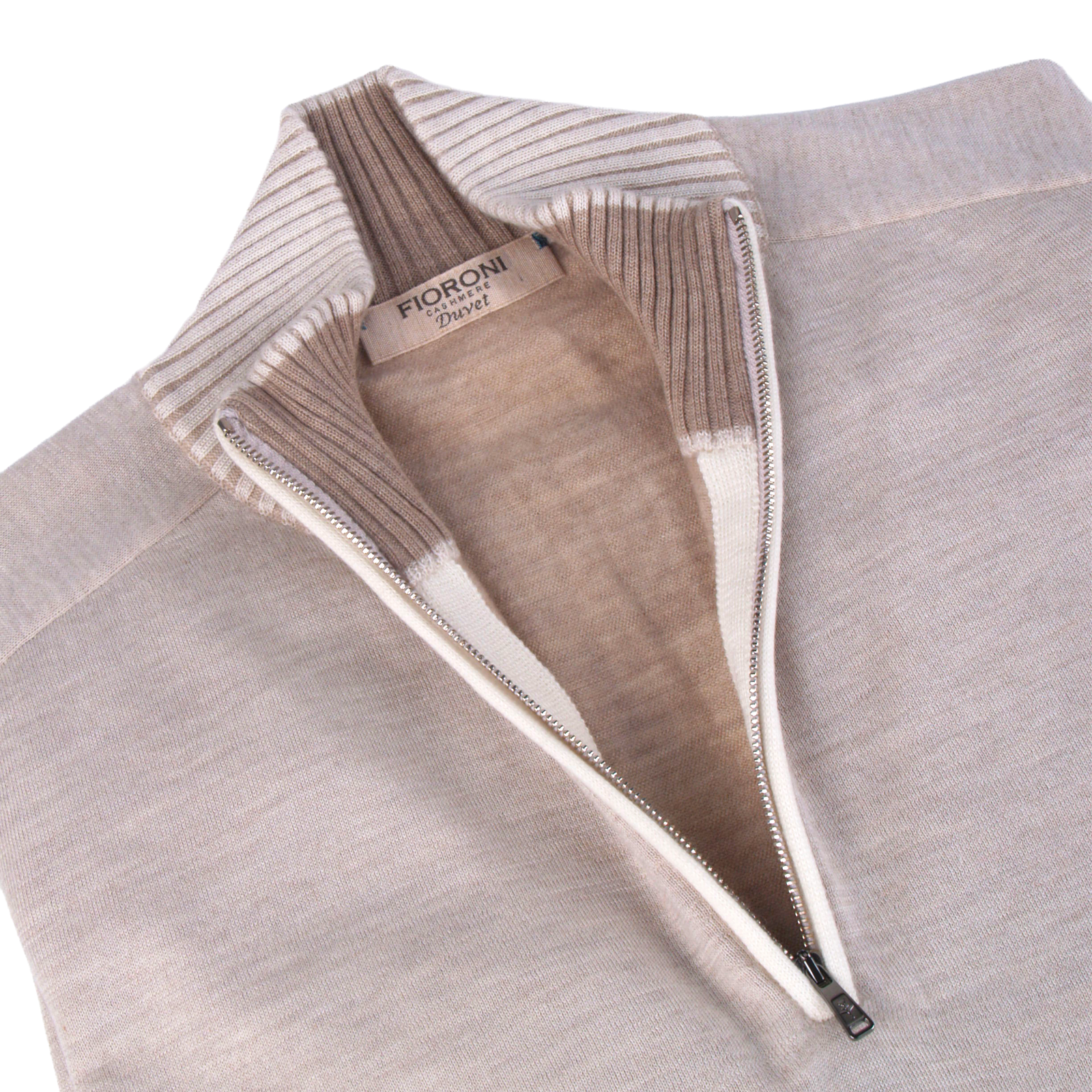 Fioroni Duvet cashmere pullover with zip Model Troyer