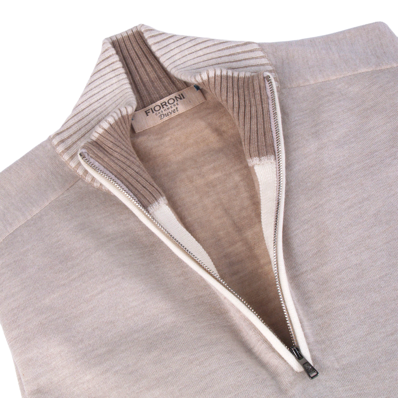 Fioroni Duvet cashmere pullover with zip Model Troyer