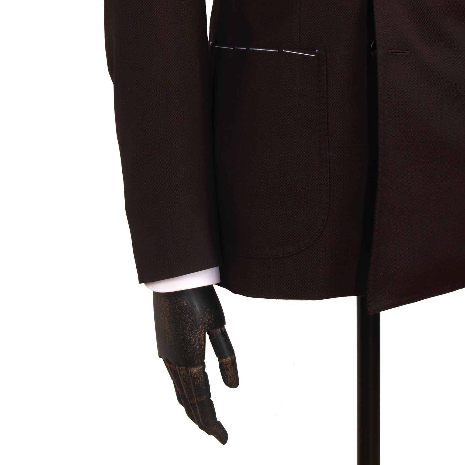 Gaiola Napoli double-breasted suit in wool and silk in dark brown