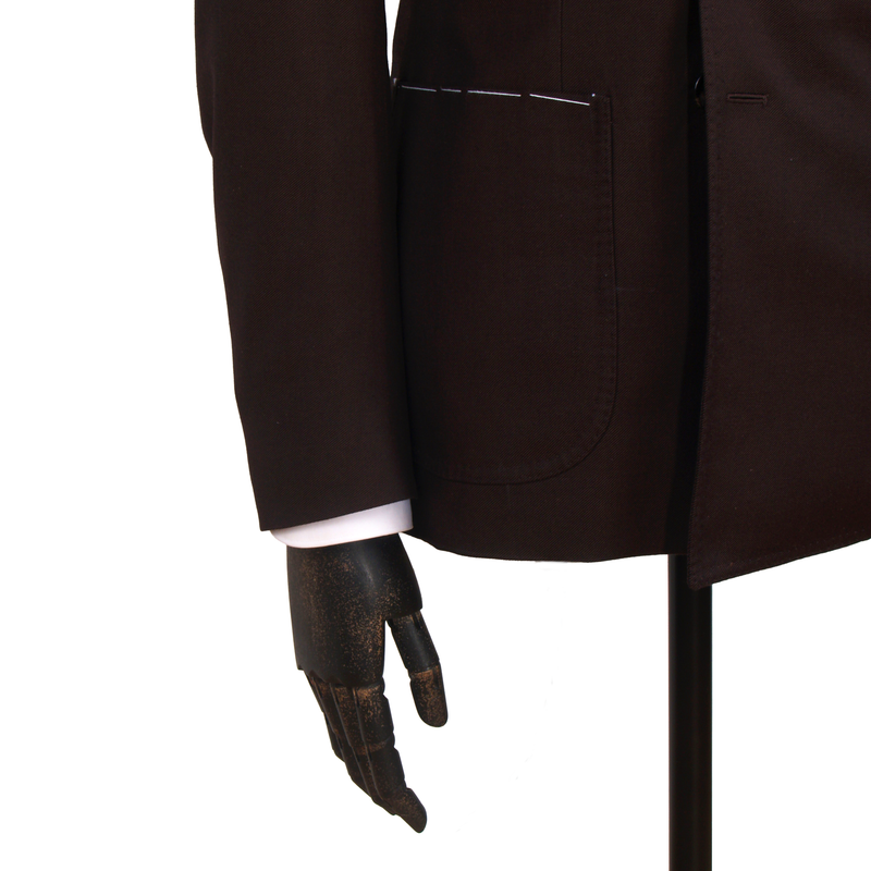 Gaiola Napoli double-breasted suit in wool and silk in dark brown